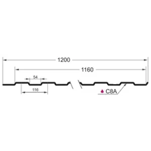 Профнастил С-8(Тип), 0.4 мм, Полиэстер, RAL ** 1.2 * м2