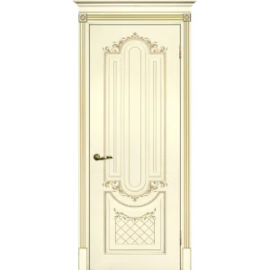 Дверь ТЕКОНА SMALTA-DECO 13 глухая патина золото эмаль слоновая кость 90