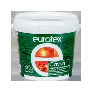 Лак EUROTEX - САУНА 0,9кг (+150C с воском) ( Т-ра перевозки не ниже +5град)