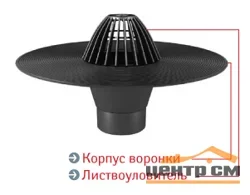 Воронка Термоклип с листвоуловителем 110х160мм (пластик)