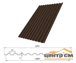Профнастил С-21(Тип), 0.5 мм Сатин, RAL ** 1.051 * м2