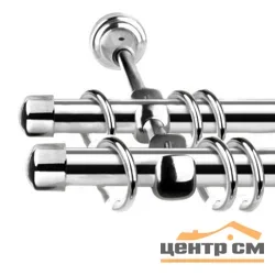 Карниз кованый d16мм хром глянец двухрядный, гладкая штанга 2,4