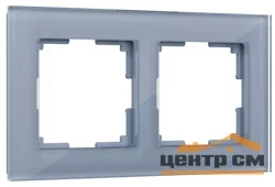 Рамка двухместная Werkel Favorit, серый,стекло, WL01-Frame-02