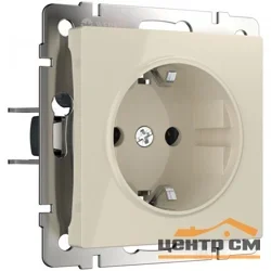 Розетка 1-местная СП Werkel с заземлением, слоновая кость, WL03-SKG-01-IP20-ivory / W1171003
