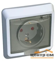 Розетка 1-местная СП Этюд IP44 с заземл. защ. шторки бел. Systeme Electric PC16-044-B