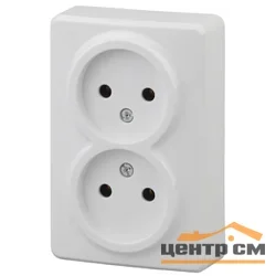 Розетка 2-местная ОП Эра Эксперт 2х2P, белая (16АХ-250В), арт.11-2202-01