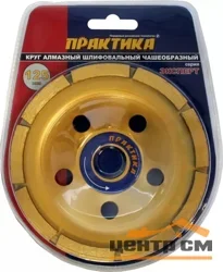 Чашка алмазная шлифовальная, 2-ряда, 125х22 мм, ПРАКТИКА "Эксперт", блистер