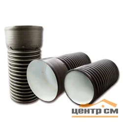 Труба канализационная гофрированная двухстенная FD-Plast D 250/216 с раструбом L-6м, черная, SN6