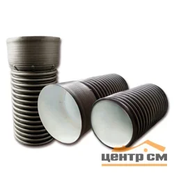 Труба канализационная гофрированная двухстенная FD-Plast D 460/400 с раструбом L-6м, черная SN8