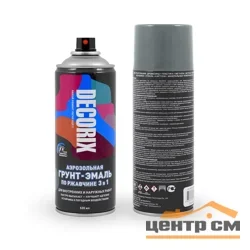 Грунт-эмаль по ржавчине 3 в 1 аэрозольная Decorix акриловая серый глянцевый 520 мл