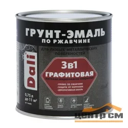 Грунт-эмаль по ржавчине 3 в 1 черная матовая, эффект графит 0,75 л DALI