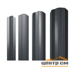 Штакетник металлический STYNERGY М-образный двусторонний фигурный 0.45 мм, PE RAL 7024 (мокрый асфальт), ширина 108мм, длина 1.9 м.п.