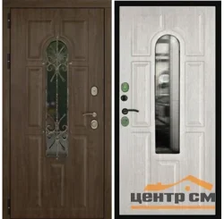 Дверь мет. ДВЕРНОЙ КОНТИНЕНТ Лион Термо 960х2050 "Пр" МДФ темный орех/МДФ браш альберо