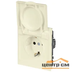 Розетка одноместная механизм СП ЭРА Arktik 2P+E Schuko с заземлением и шторками с крышкой 16А-250В слоновая кость арт.16-2103-02