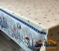 Клеенка ПВХ ЛИОНЕЛЬ на тканевой основе 1,37х20м 7058А новогодний дизайн
